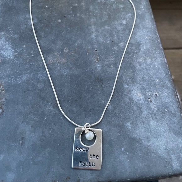Jewelry - 925 Sterling Silver "keep the faith" inspirational 18" Necklace w/ Pearl